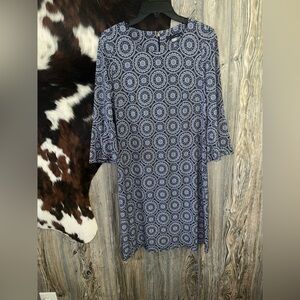 Tommy Hilfiger size 6 navy blue with white daisy chain jersey shirt dress